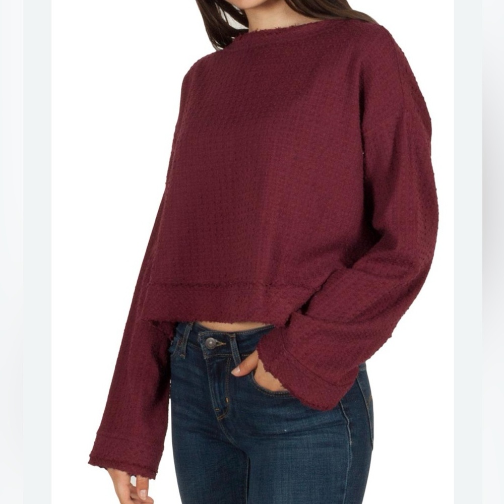 FREE PEOPLE maroon textured top